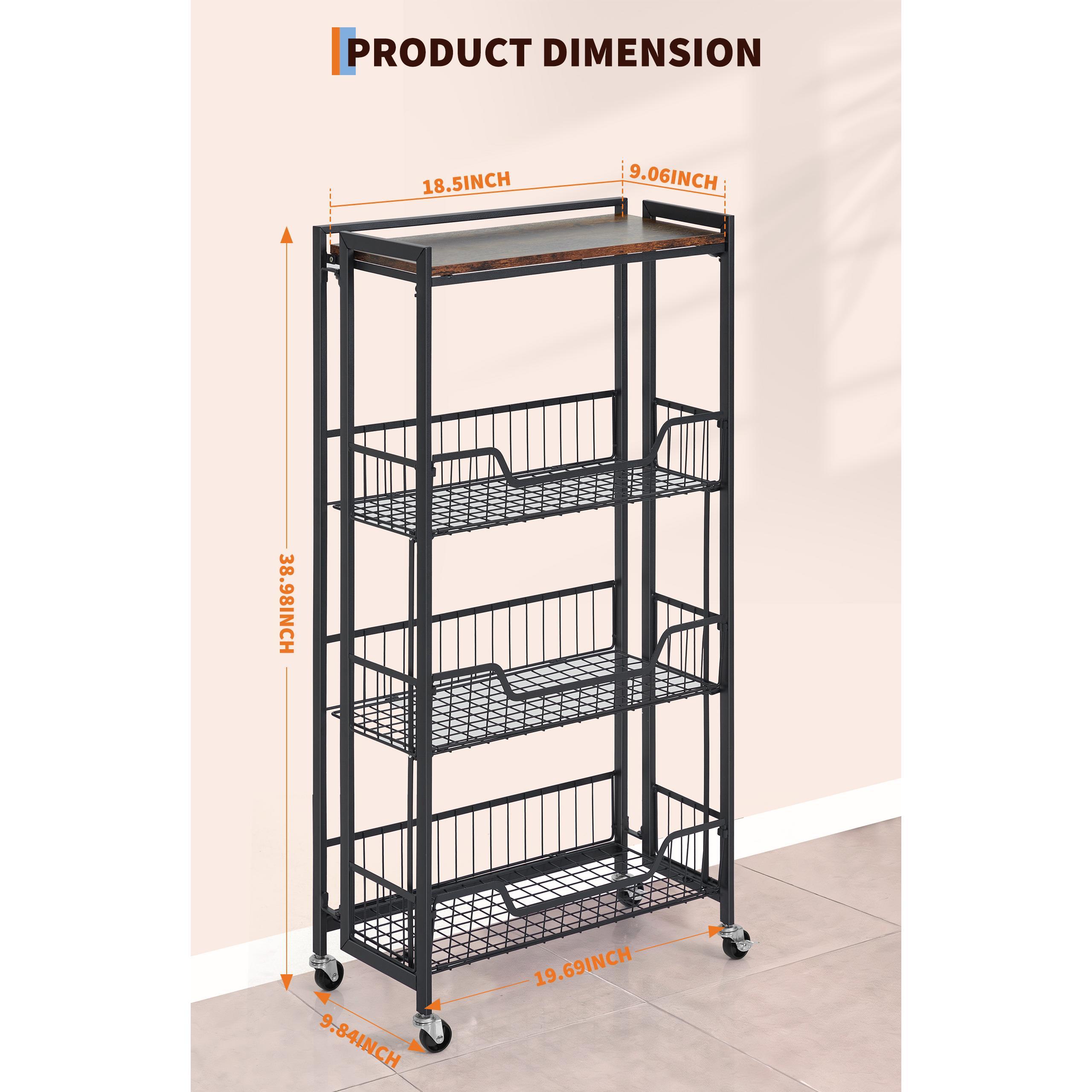 Home Essentials Bathroom Rack - Troli Penyimpanan Lipat 4 Tingkat Ekstra