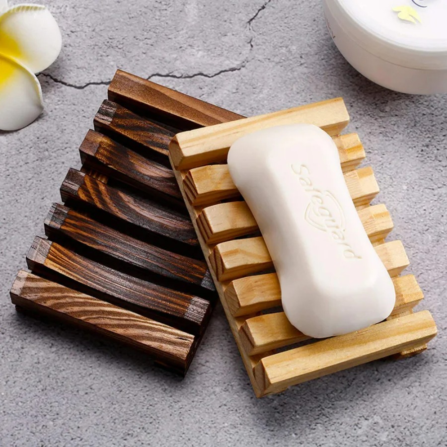 Home Essentials Bathroom Rack - Tempat Sabun Bambu Alami, Rak Kayu