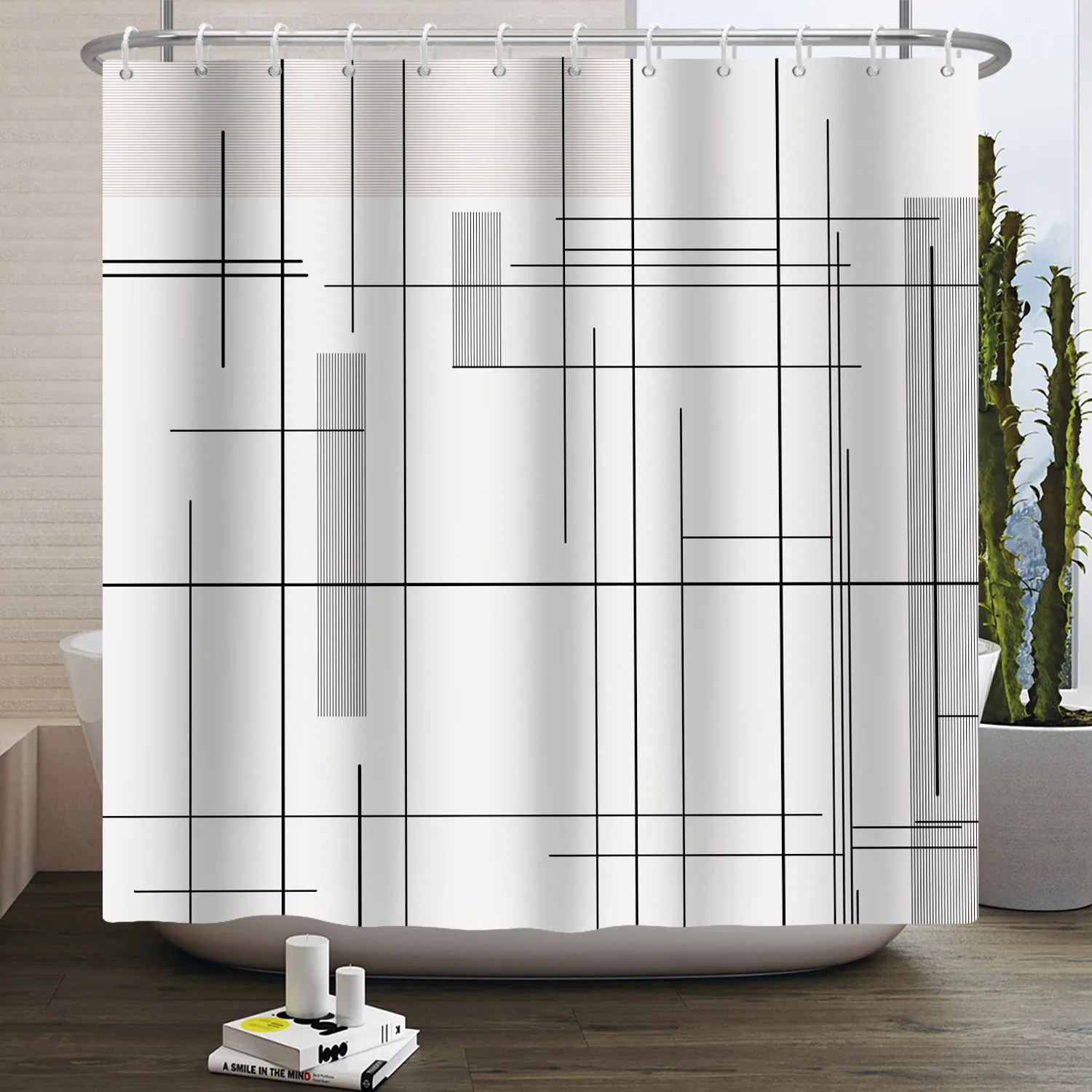Tirai Mandi Pola Garis Sederha - Home Bathroom Partition ulasan dan harga